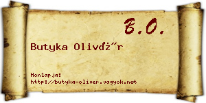 Butyka Olivér névjegykártya